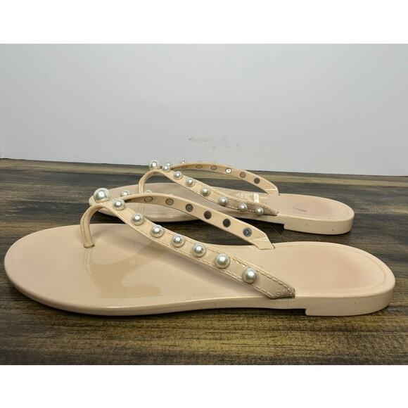 Stuart Weitzman Pearl Embellished Sandals in Nude - Picture 8 of 8